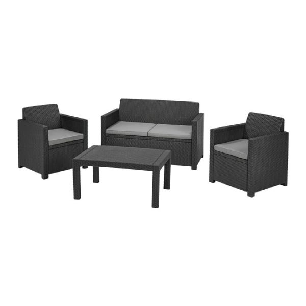 Conjunto Merano 2 sillones+sofá + mesa auxiliar. Antracita