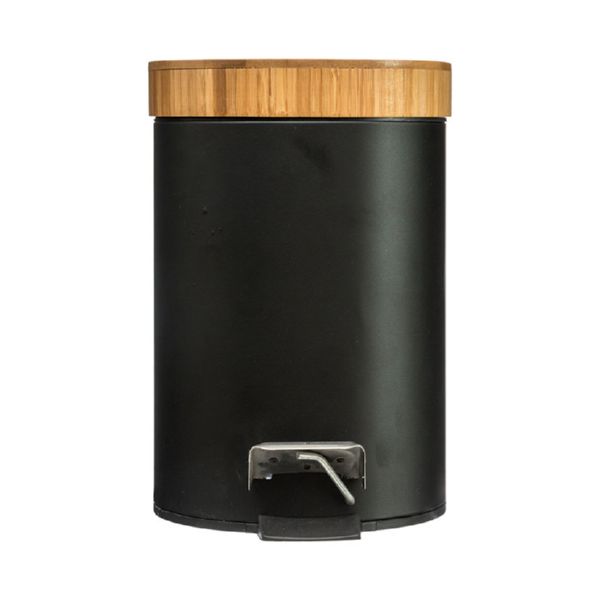 Serie Natureo. Cubo pedal 3l. negro / bambu